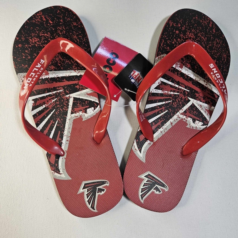 Atlanta Falcons NFL Flip Flops FOCO Mens Medium‎ Officially Licensed team Gear